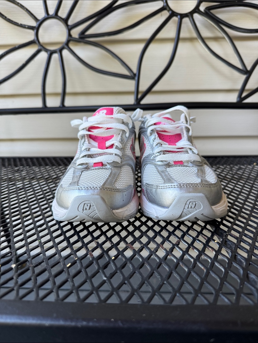 New Balance Silver and Hot Pink Women's Running Sneakers